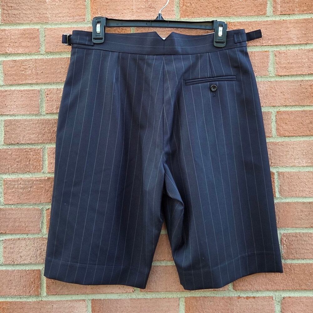 Wright Le Chapelain Pinstriped Wool Bermuda Shorts Charcoal Navy Size 12 - Picture 5 of 8